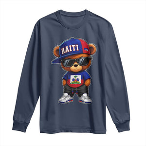 Cute Haiti Long Sleeve Shirt Hip Hop Teddy Bear Haitian Flag Ayiti Roots