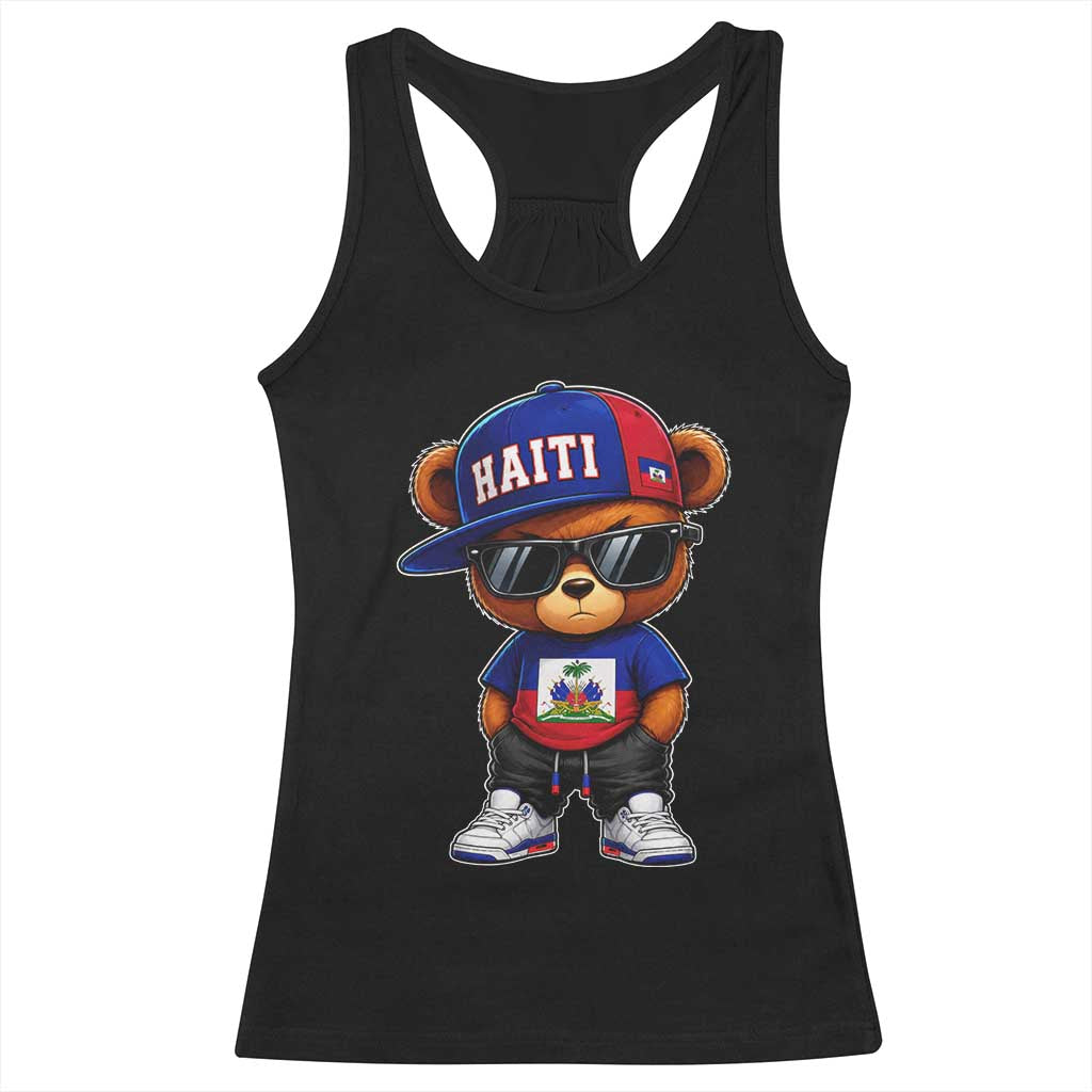 Cute Haiti Racerback Tank Top Hip Hop Teddy Bear Haitian Flag Ayiti Roots TS10 Black Print Your Wear