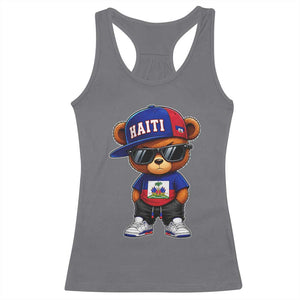 Cute Haiti Racerback Tank Top Hip Hop Teddy Bear Haitian Flag Ayiti Roots