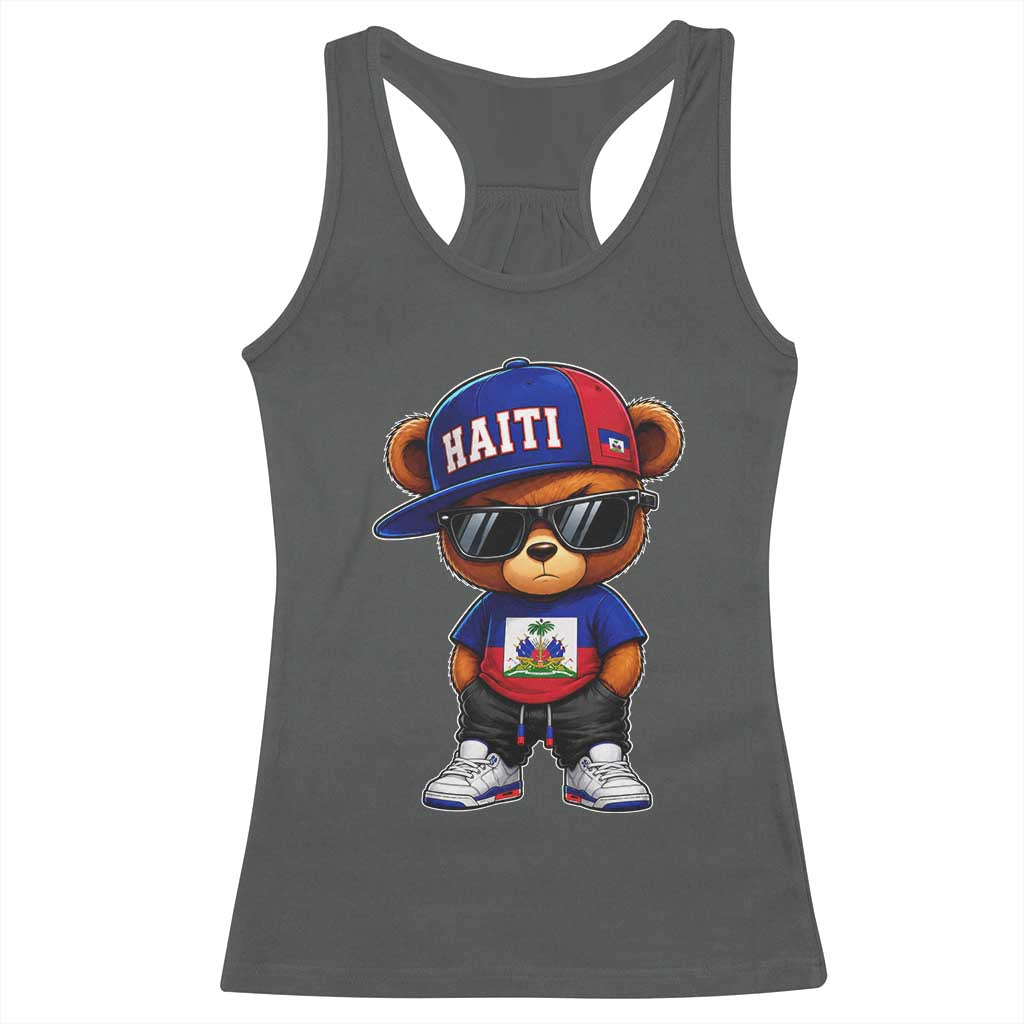 Cute Haiti Racerback Tank Top Hip Hop Teddy Bear Haitian Flag Ayiti Roots