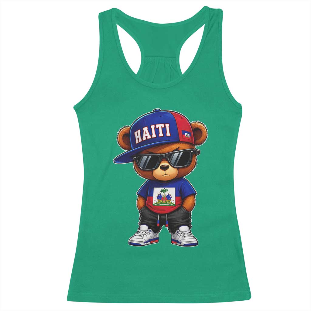 Cute Haiti Racerback Tank Top Hip Hop Teddy Bear Haitian Flag Ayiti Roots
