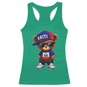 Cute Haiti Racerback Tank Top Hip Hop Teddy Bear Haitian Flag Ayiti Roots