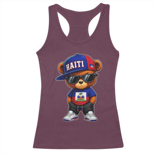 Cute Haiti Racerback Tank Top Hip Hop Teddy Bear Haitian Flag Ayiti Roots