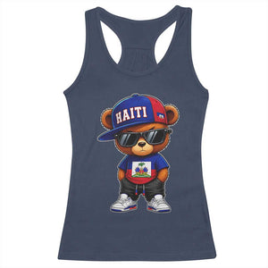 Cute Haiti Racerback Tank Top Hip Hop Teddy Bear Haitian Flag Ayiti Roots