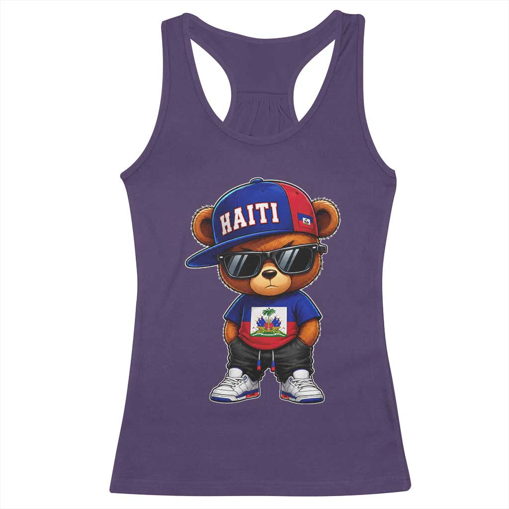 Cute Haiti Racerback Tank Top Hip Hop Teddy Bear Haitian Flag Ayiti Roots