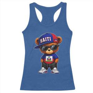Cute Haiti Racerback Tank Top Hip Hop Teddy Bear Haitian Flag Ayiti Roots