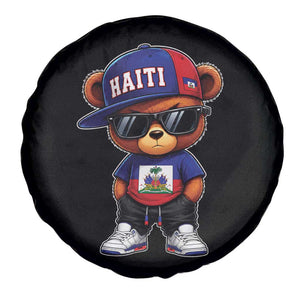 Cute Haiti Spare Tire Cover Hip Hop Teddy Bear Haitian Flag Ayiti Roots