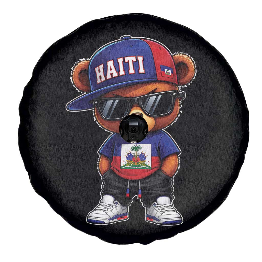 Cute Haiti Spare Tire Cover Hip Hop Teddy Bear Haitian Flag Ayiti Roots