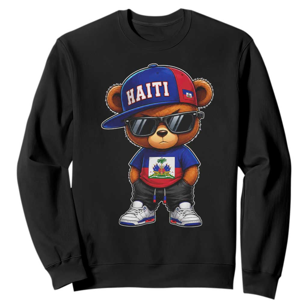 Cute Haiti Sweatshirt Hip Hop Teddy Bear Haitian Flag Ayiti Roots TS10 Black Print Your Wear