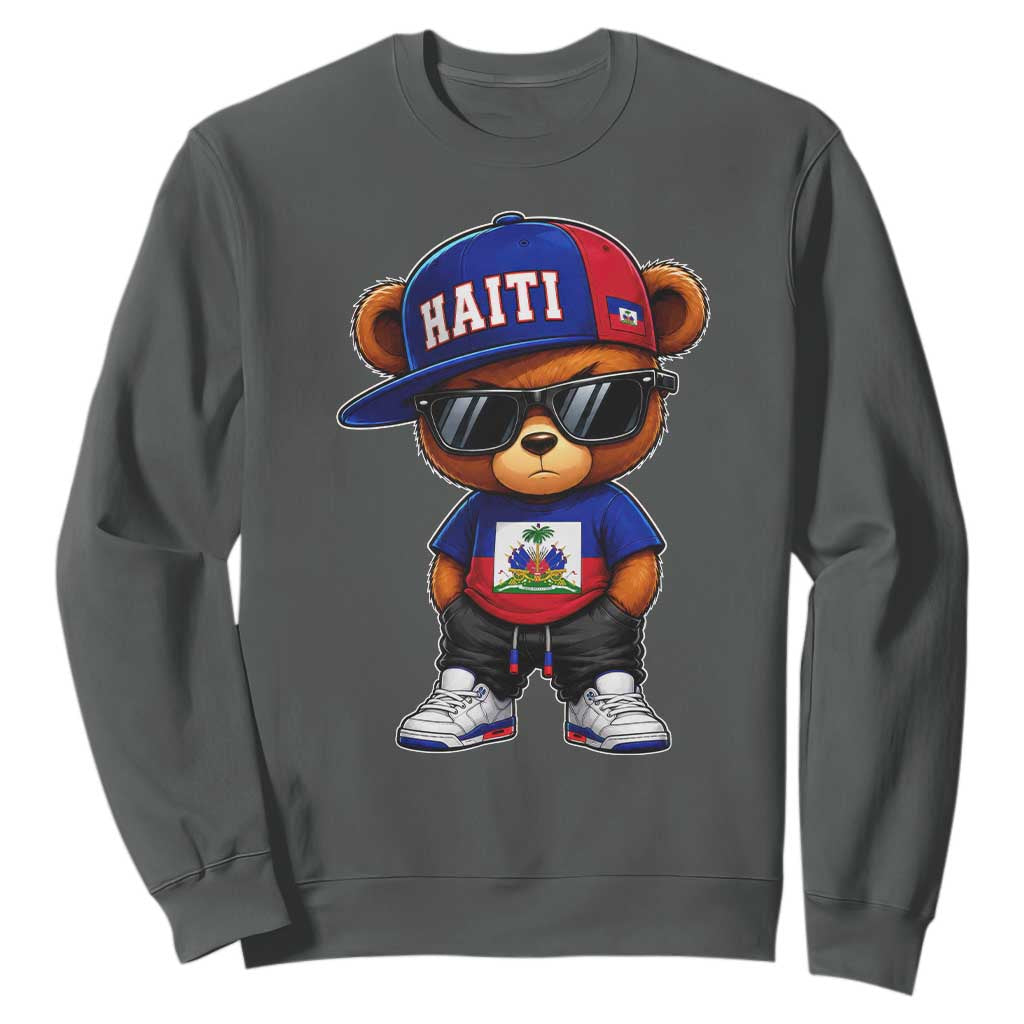 Cute Haiti Sweatshirt Hip Hop Teddy Bear Haitian Flag Ayiti Roots