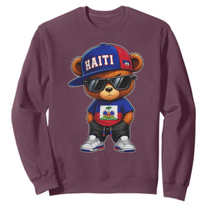 Cute Haiti Sweatshirt Hip Hop Teddy Bear Haitian Flag Ayiti Roots