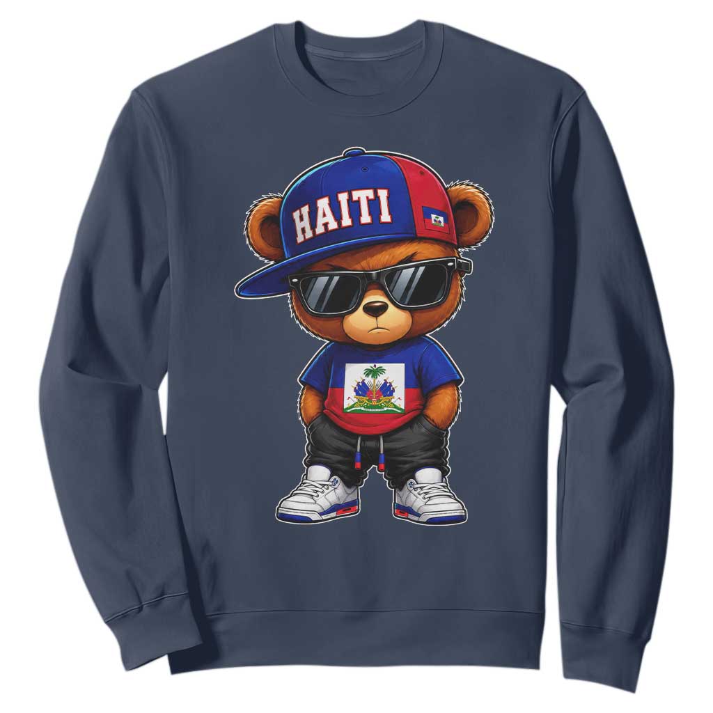 Cute Haiti Sweatshirt Hip Hop Teddy Bear Haitian Flag Ayiti Roots