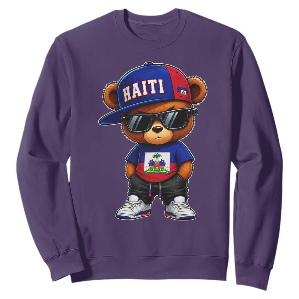 Cute Haiti Sweatshirt Hip Hop Teddy Bear Haitian Flag Ayiti Roots