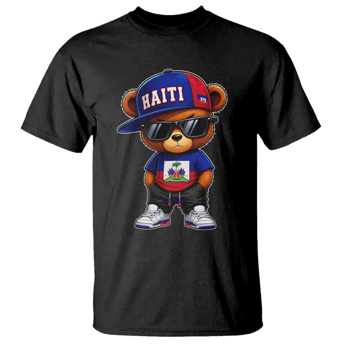 Cute Haiti T Shirt Hip Hop Teddy Bear Haitian Flag Ayiti Roots TS10 Black Print Your Wear