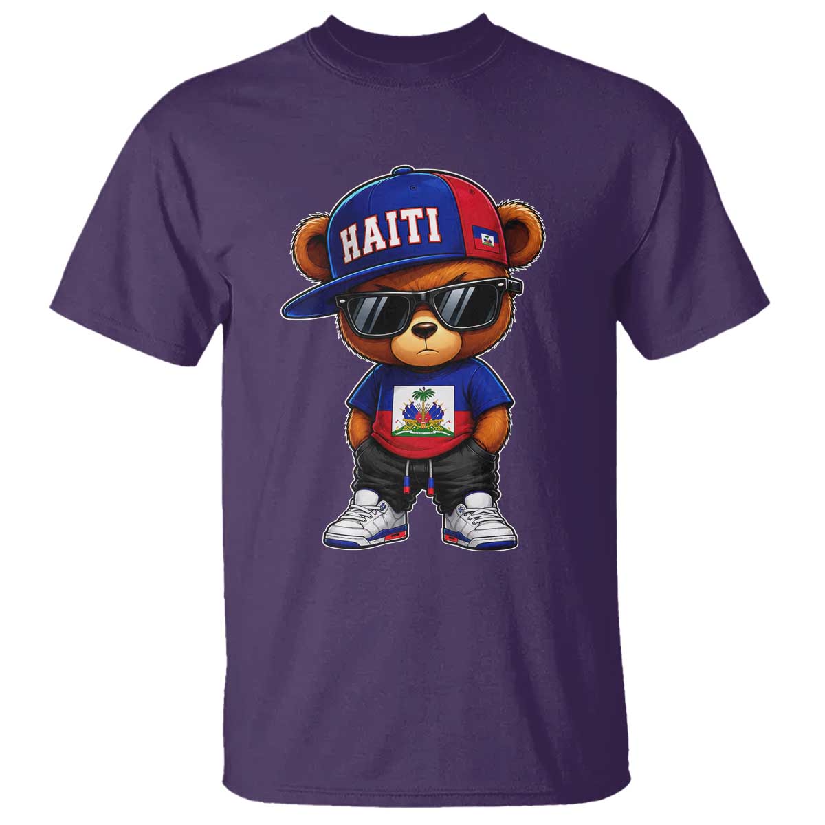 Cute Haiti T Shirt Hip Hop Teddy Bear Haitian Flag Ayiti Roots