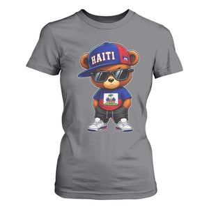 Cute Haiti T Shirt For Women Hip Hop Teddy Bear Haitian Flag Ayiti Roots