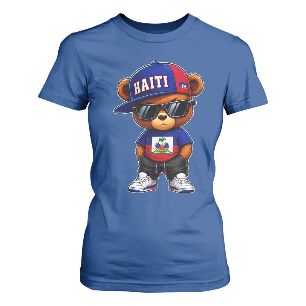 Cute Haiti T Shirt For Women Hip Hop Teddy Bear Haitian Flag Ayiti Roots