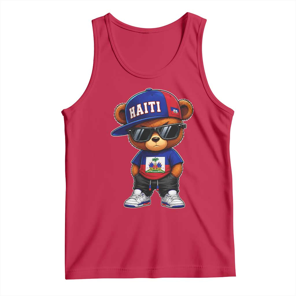 Cute Haiti Tank Top Hip Hop Teddy Bear Haitian Flag Ayiti Roots
