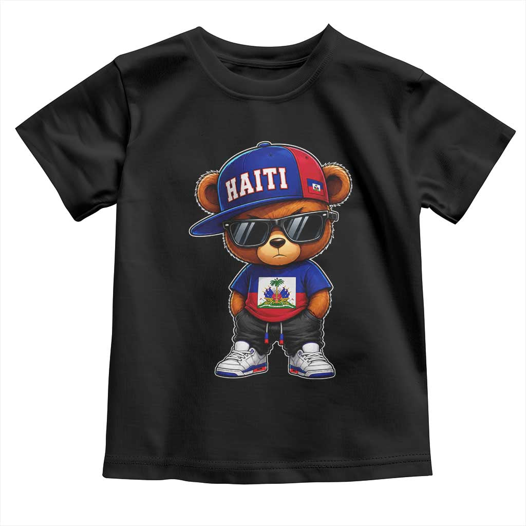 Cute Haiti Toddler T Shirt Hip Hop Teddy Bear Haitian Flag Ayiti Roots