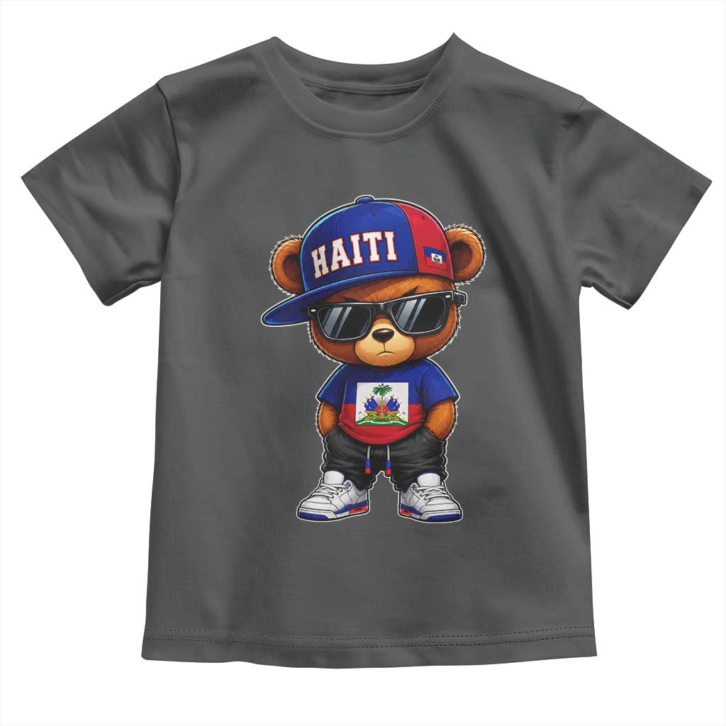 Cute Haiti Toddler T Shirt Hip Hop Teddy Bear Haitian Flag Ayiti Roots