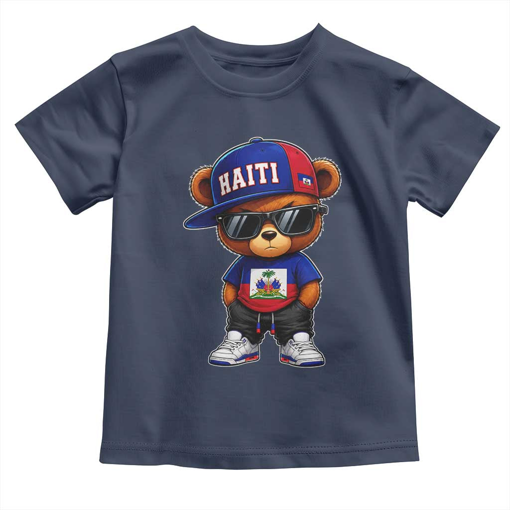 Cute Haiti Toddler T Shirt Hip Hop Teddy Bear Haitian Flag Ayiti Roots