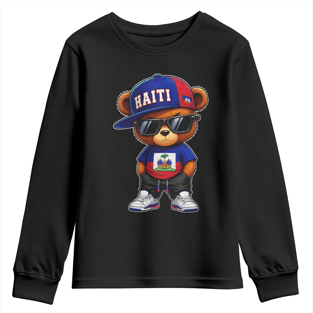 Cute Haiti Youth Sweatshirt Hip Hop Teddy Bear Haitian Flag Ayiti Roots