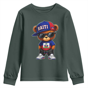 Cute Haiti Youth Sweatshirt Hip Hop Teddy Bear Haitian Flag Ayiti Roots
