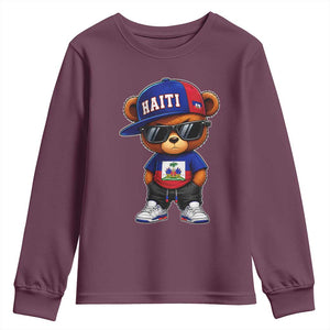 Cute Haiti Youth Sweatshirt Hip Hop Teddy Bear Haitian Flag Ayiti Roots
