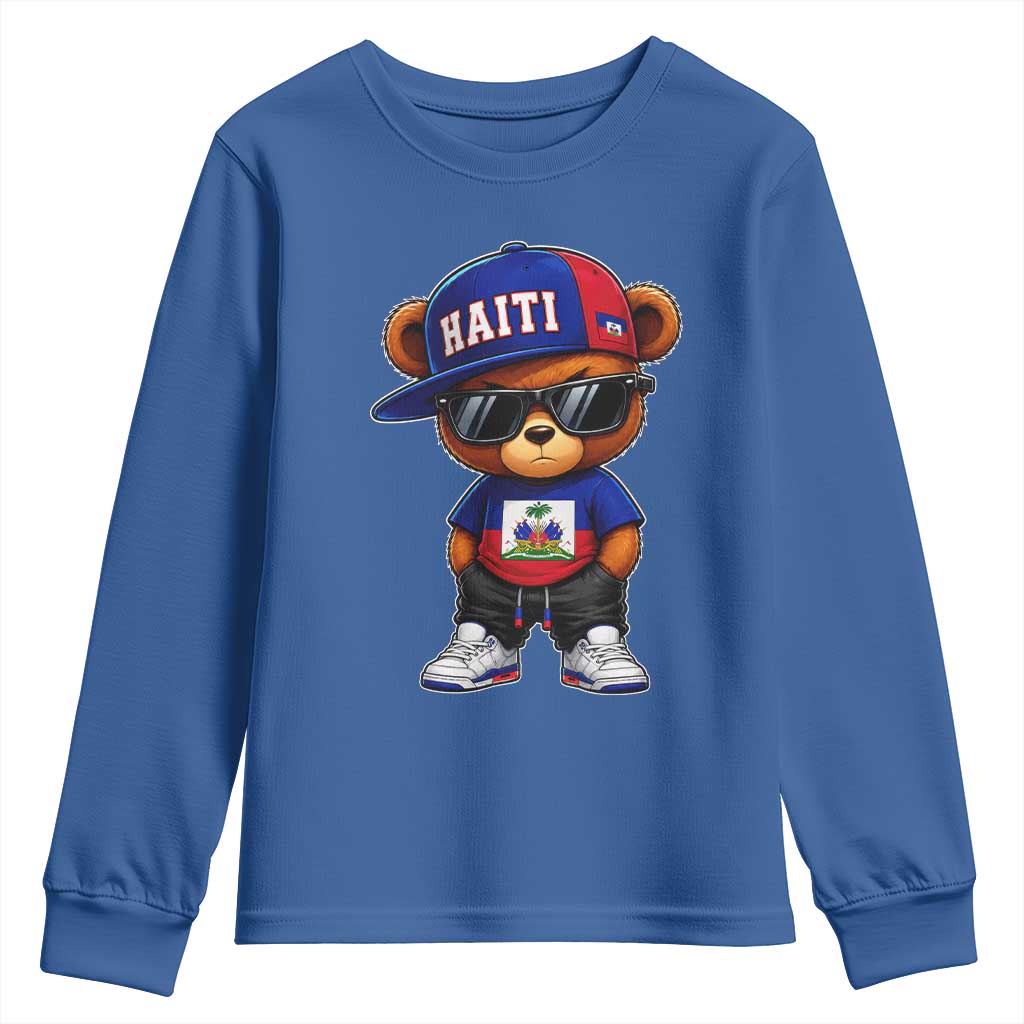 Cute Haiti Youth Sweatshirt Hip Hop Teddy Bear Haitian Flag Ayiti Roots