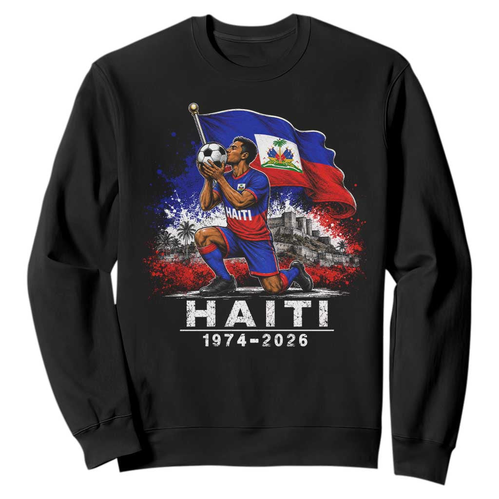 Haiti Soccer 2026 Sweatshirt Retro Vintage Watercolors Sport Haitian Flag Ayiti Lover Football Fan TS10 Black Print Your Wear