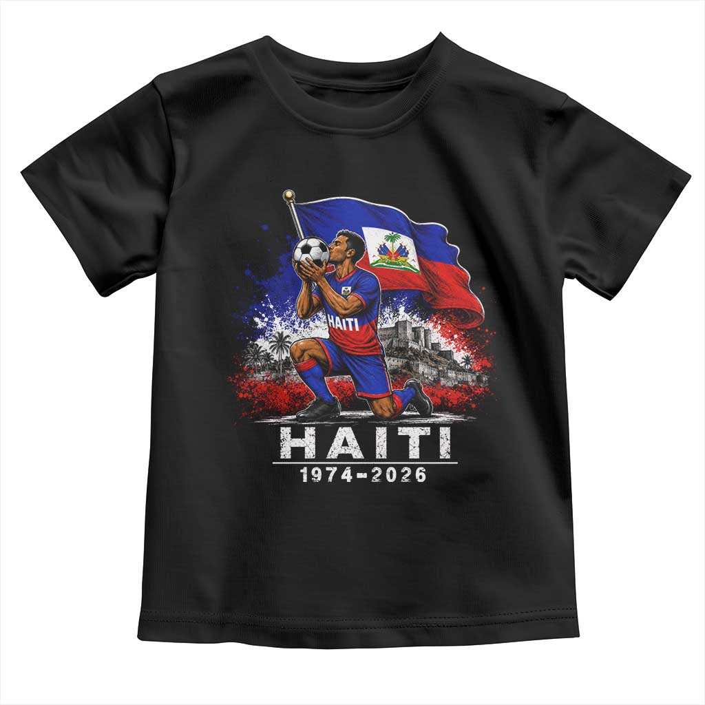 Haiti Soccer 2026 Toddler T Shirt Retro Vintage Watercolors Sport Haitian Flag Ayiti Lover Football Fan TS10 Black Print Your Wear
