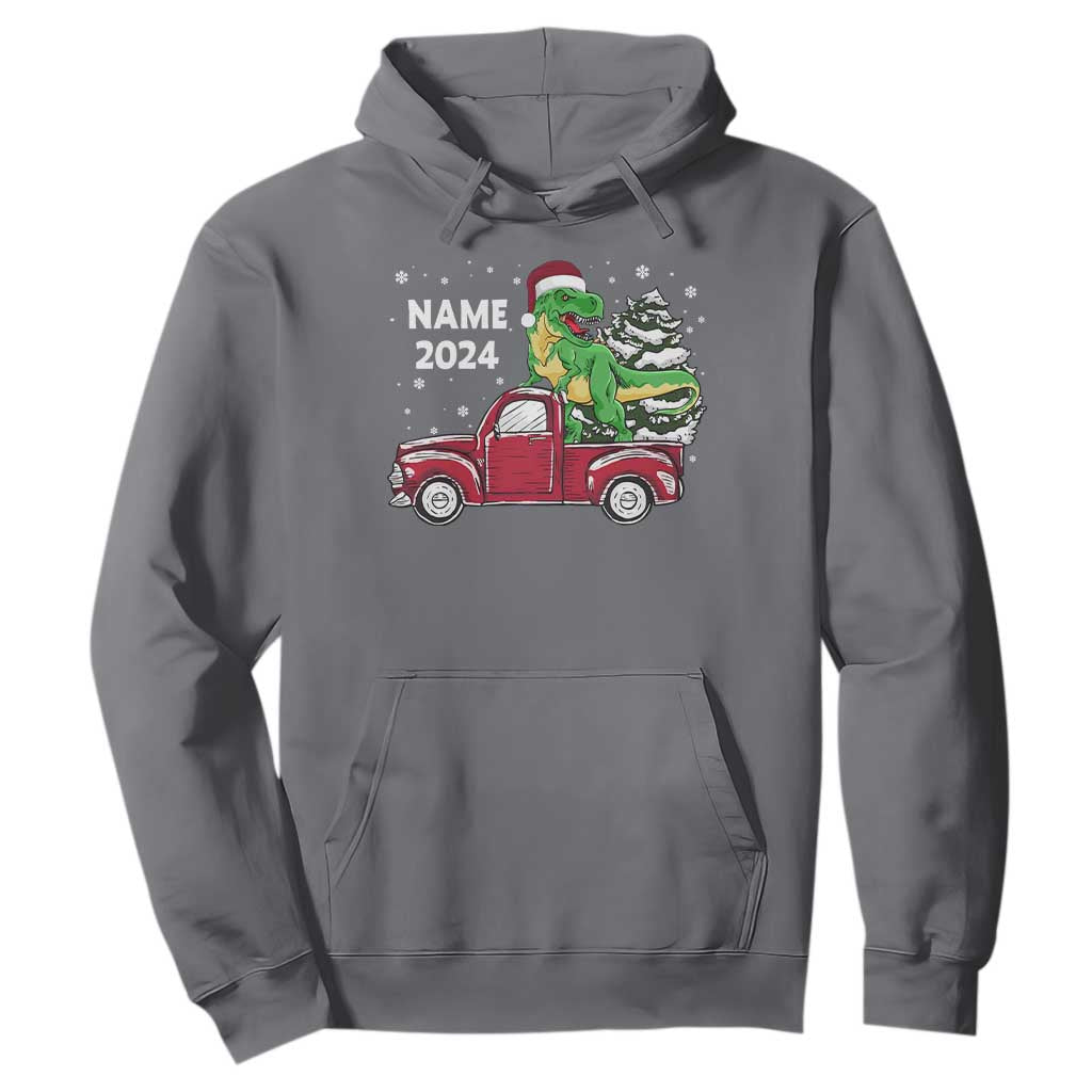 Personalized Dinosaur Christmas Hoodie Custom Name Merry Rexmas Xmas Pet Dino Trex Red Truck Family TS10 Charcoal Print Your Wear