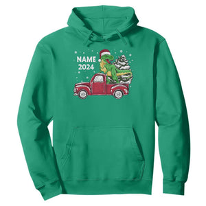 Personalized Dinosaur Christmas Hoodie Custom Name Merry Rexmas Xmas Pet Dino Trex Red Truck Family TS10 Irish Green Print Your Wear