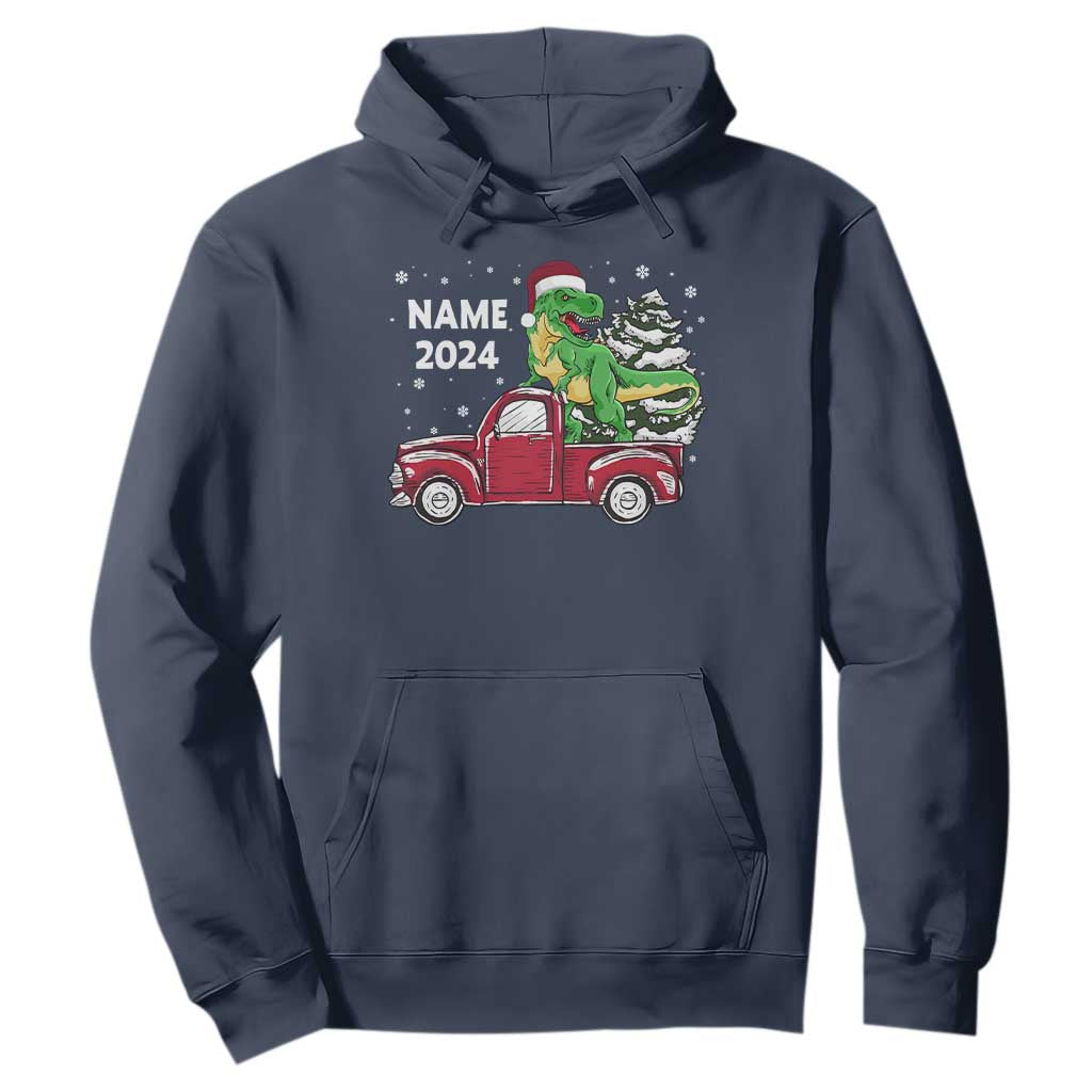 Personalized Dinosaur Christmas Hoodie Custom Name Merry Rexmas Xmas Pet Dino Trex Red Truck Family TS10 Navy Print Your Wear