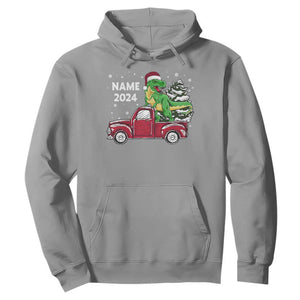 Personalized Dinosaur Christmas Hoodie Custom Name Merry Rexmas Xmas Pet Dino Trex Red Truck Family TS10 Sport Gray Print Your Wear
