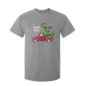 Personalized Dinosaur Christmas T Shirt For Kid Custom Name Merry Rexmas Xmas Pet Dino Trex Red Truck Family TS10 Sport Gray Print Your Wear