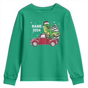 Personalized Dinosaur Christmas Youth Sweatshirt Custom Name Merry Rexmas Xmas Pet Dino Trex Red Truck Family TS10 Irish Green Print Your Wear