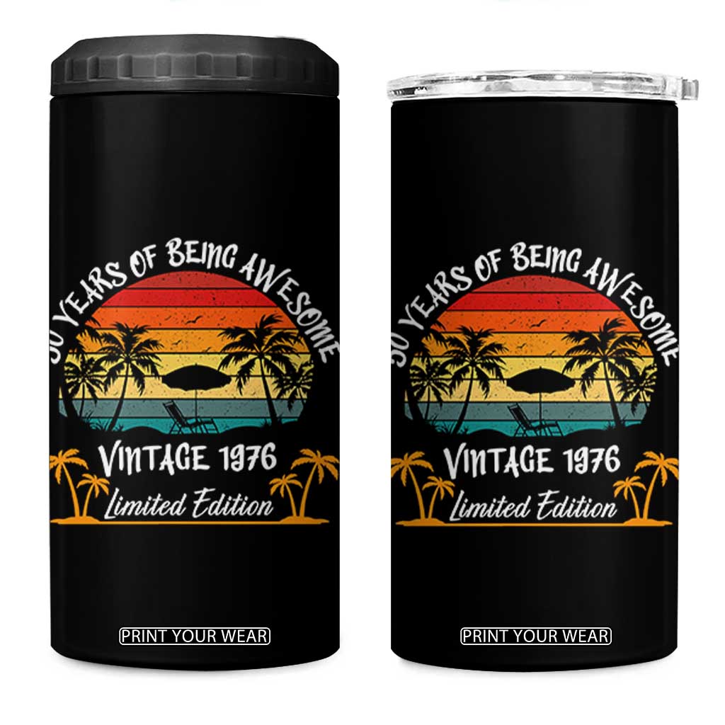 Vintage 50th Birthday 4 in 1 Can Cooler Tumbler Retro 1976 Limited Edition 50 Year Old TS10 One Size: 16 oz Black Print Your Wear