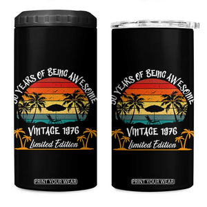 Vintage 50th Birthday 4 in 1 Can Cooler Tumbler Retro 1976 Limited Edition 50 Year Old TS10 One Size: 16 oz Black Print Your Wear
