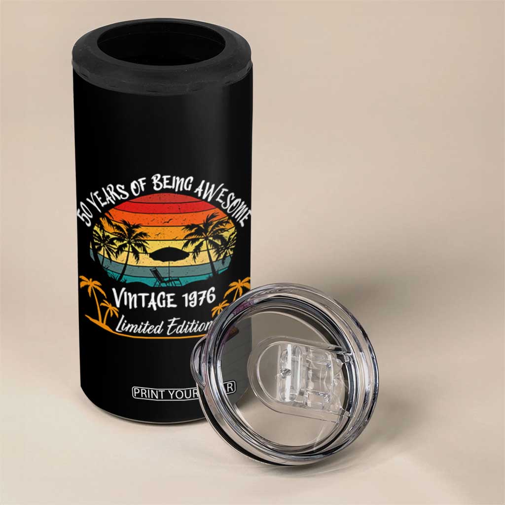 Vintage 50th Birthday 4 in 1 Can Cooler Tumbler Retro 1976 Limited Edition 50 Year Old TS10 Print Your Wear