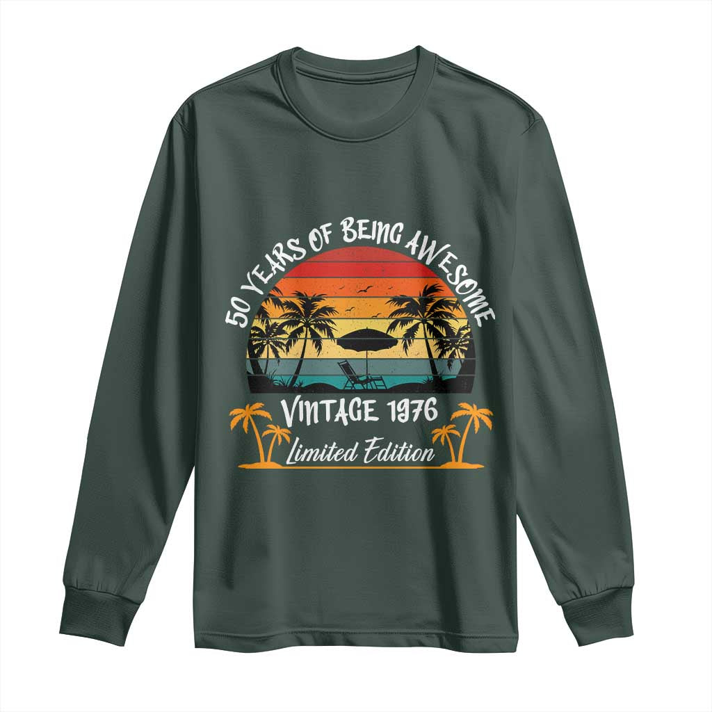 Vintage 50th Birthday Long Sleeve Shirt Retro 1976 Limited Edition 50 Year Old TS10 Dark Forest Green Print Your Wear