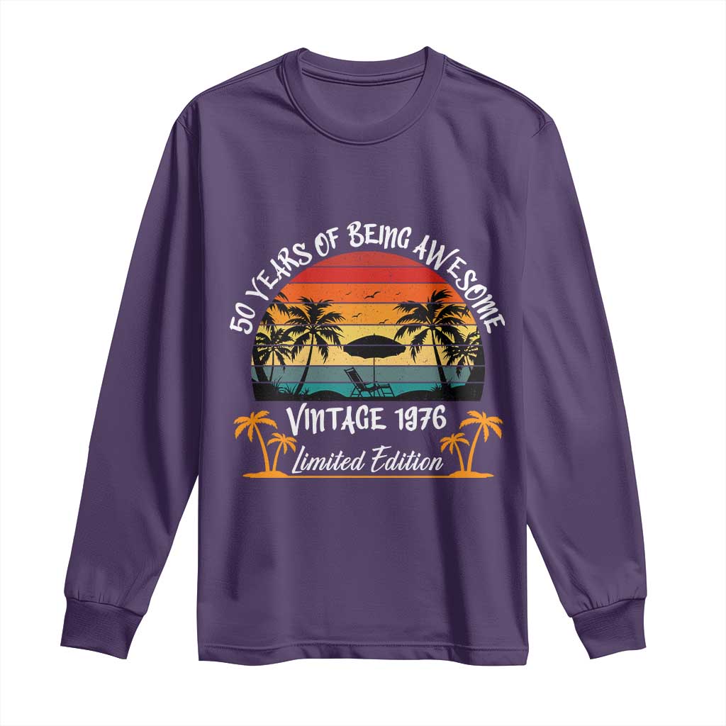 Vintage 50th Birthday Long Sleeve Shirt Retro 1976 Limited Edition 50 Year Old TS10 Purple Print Your Wear