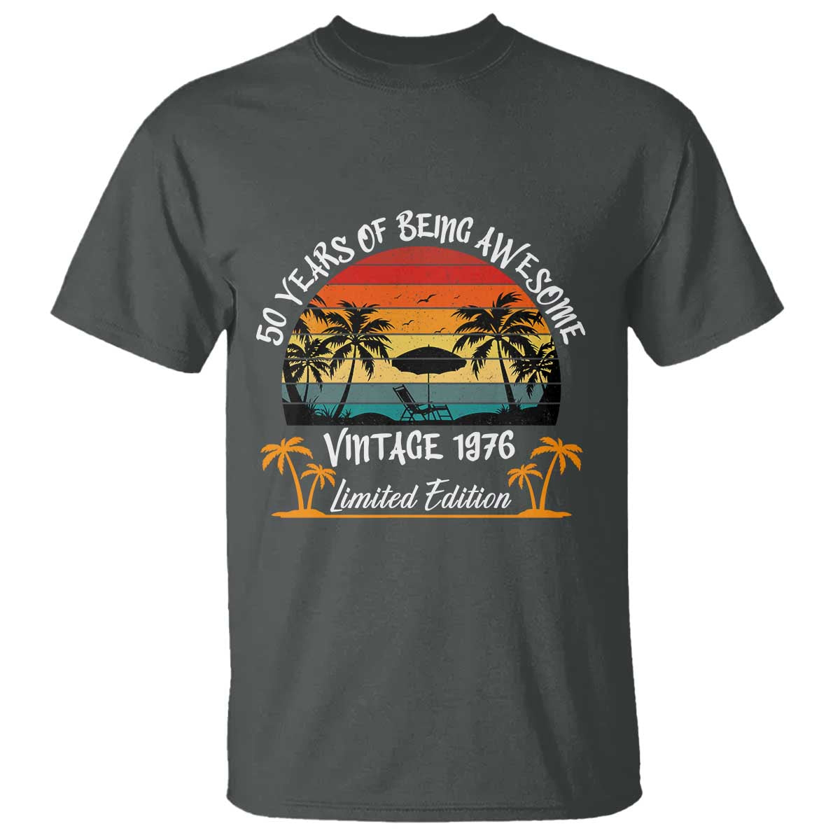 Vintage 50th Birthday T Shirt - Retro 1976 Limited Edition 50 Year Old Birthday Tee TS10 Dark Heather Print Your Wear