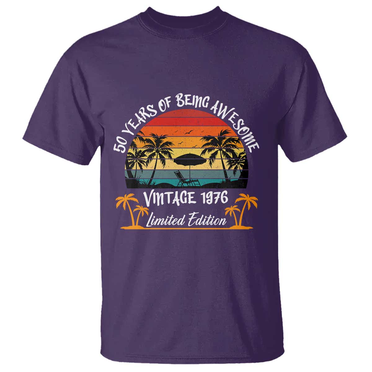 Vintage 50th Birthday T Shirt - Retro 1976 Limited Edition 50 Year Old Birthday Tee TS10 Purple Print Your Wear