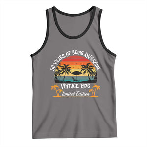 Vintage 50th Birthday Tank Top Retro 1976 Limited Edition 50 Year Old TS10 Deep Heather Black Print Your Wear