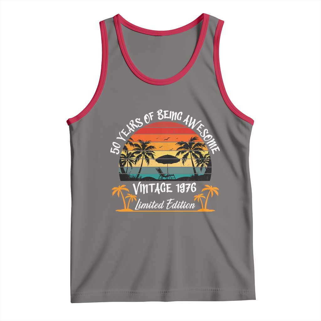 Vintage 50th Birthday Tank Top Retro 1976 Limited Edition 50 Year Old TS10 Deep Heather Red Print Your Wear