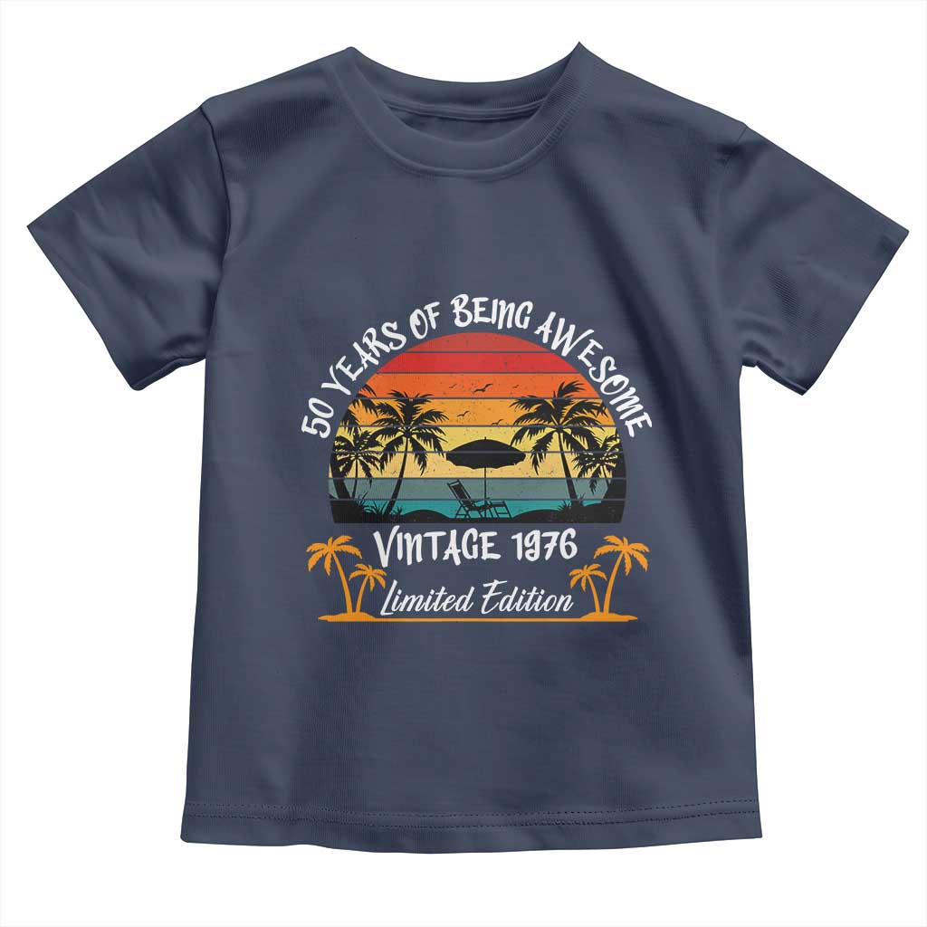 Vintage 50th Birthday Toddler T Shirt Retro 1976 Limited Edition 50 Year Old TS10 Navy Print Your Wear