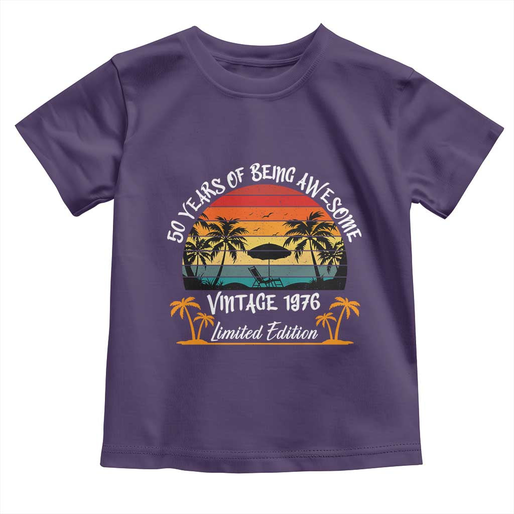 Vintage 50th Birthday Toddler T Shirt Retro 1976 Limited Edition 50 Year Old TS10 Purple Print Your Wear