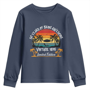 Vintage 50th Birthday Youth Sweatshirt Retro 1976 Limited Edition 50 Year Old TS10 Navy Print Your Wear