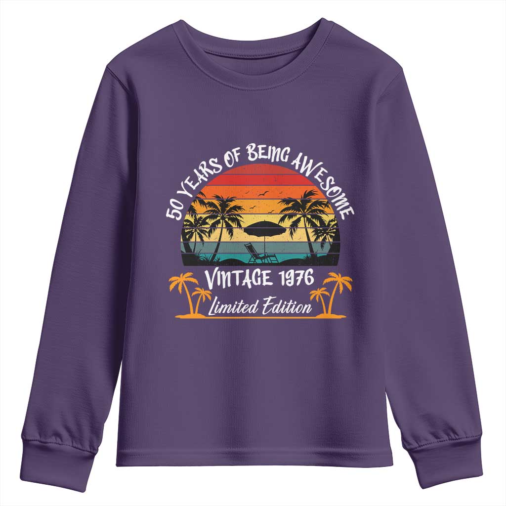 Vintage 50th Birthday Youth Sweatshirt Retro 1976 Limited Edition 50 Year Old TS10 Purple Print Your Wear